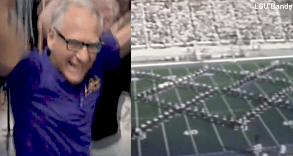 66-річний Кент Бруссард в уніформі LSU Marching Band